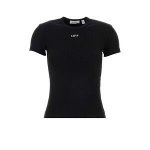 Off White Women Black Stretch Cotton T-Shirt